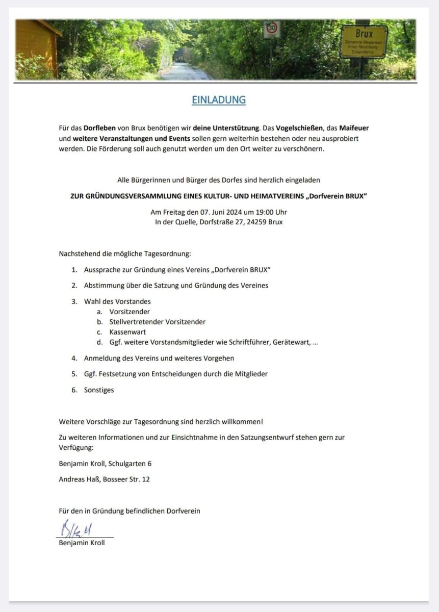 Einladung Grundungsversammlung